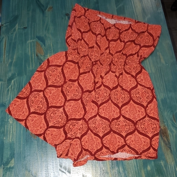 Burnt Orange Strapless Romper with Pockets Small - Picture 5 of 5